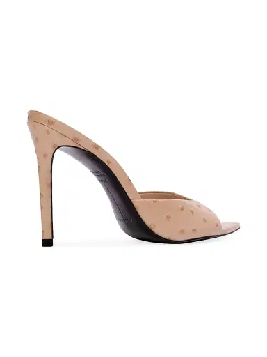 Black Suede Studio Women's Brea 100MM Ostrich Mules - Nude Ostrich Leather - Size 10 | Thumbnail 3 Black Suede Studio Women's Brea 100MM Ostrich Mules - Nude Ostrich Leather - Size 10 | Thumbnail 3