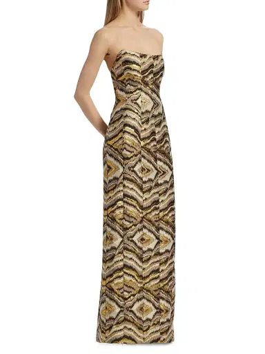 Markarian Women's Odessa Metallic Jacquard Gown - Metallic Woodgrain | Thumbnail 4 Markarian Women's Odessa Metallic Jacquard Gown - Metallic Woodgrain | Thumbnail 4