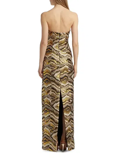 Markarian Women's Odessa Metallic Jacquard Gown - Metallic Woodgrain | Thumbnail 5 Markarian Women's Odessa Metallic Jacquard Gown - Metallic Woodgrain | Thumbnail 5
