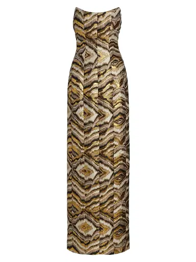 Markarian Women's Odessa Metallic Jacquard Gown - Metallic Woodgrain | Thumbnail 1 Markarian Women's Odessa Metallic Jacquard Gown - Metallic Woodgrain | Thumbnail 1