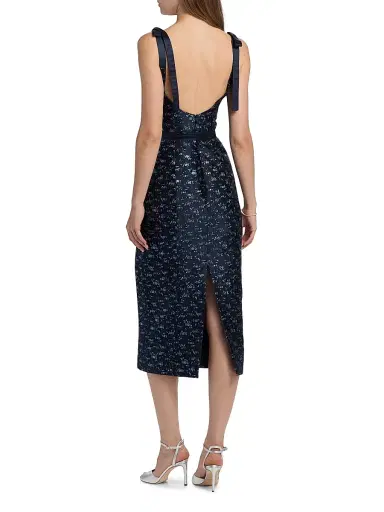 Markarian Women's Acacia Floral Brocade Corset Belted Midi-Dress - Navy Blue | Thumbnail 5 Markarian Women's Acacia Floral Brocade Corset Belted Midi-Dress - Navy Blue | Thumbnail 5
