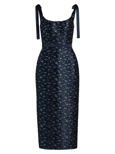 Markarian Women's Acacia Floral Brocade Corset Belted Midi-Dress - Navy Blue | Thumbnail 1 Markarian Women's Acacia Floral Brocade Corset Belted Midi-Dress - Navy Blue | Thumbnail 1