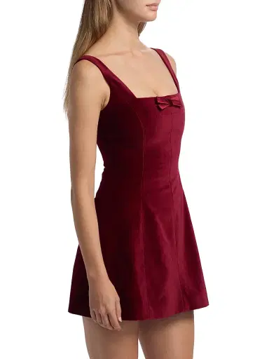 Markarian Women's Brooke Velvet Fit & Flare Minidress - Burgandy | Thumbnail 4 Markarian Women's Brooke Velvet Fit & Flare Minidress - Burgandy | Thumbnail 4