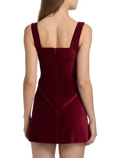 Markarian Women's Brooke Velvet Fit & Flare Minidress - Burgandy | Thumbnail 5 Markarian Women's Brooke Velvet Fit & Flare Minidress - Burgandy | Thumbnail 5