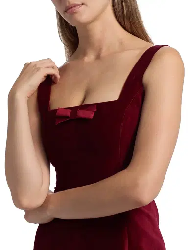 Markarian Women's Brooke Velvet Fit & Flare Minidress - Burgandy | Thumbnail 6 Markarian Women's Brooke Velvet Fit & Flare Minidress - Burgandy | Thumbnail 6