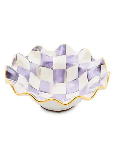 MacKenzie-Childs Plum Check Fluted Ceramic Breakfast Bowl | Thumbnail 2 MacKenzie-Childs Plum Check Fluted Ceramic Breakfast Bowl | Thumbnail 2