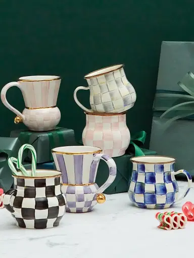 MacKenzie-Childs Rosy Check Ceramic Mug | Thumbnail 3 MacKenzie-Childs Rosy Check Ceramic Mug | Thumbnail 3