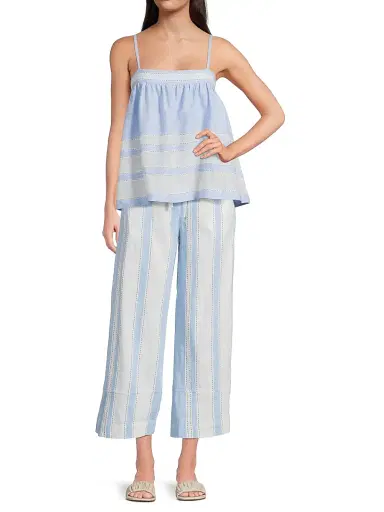Lemlem Women's Desta Striped Wide-Leg Pants - Debre Sky - Size Medium | Thumbnail 2 Lemlem Women's Desta Striped Wide-Leg Pants - Debre Sky - Size Medium | Thumbnail 2