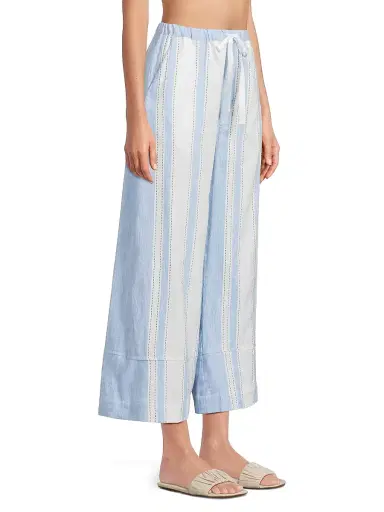 Lemlem Women's Desta Striped Wide-Leg Pants - Debre Sky - Size Medium | Thumbnail 4 Lemlem Women's Desta Striped Wide-Leg Pants - Debre Sky - Size Medium | Thumbnail 4