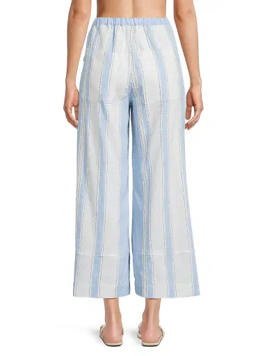 Lemlem Women's Desta Striped Wide-Leg Pants - Debre Sky - Size Medium | Thumbnail 5 Lemlem Women's Desta Striped Wide-Leg Pants - Debre Sky - Size Medium | Thumbnail 5