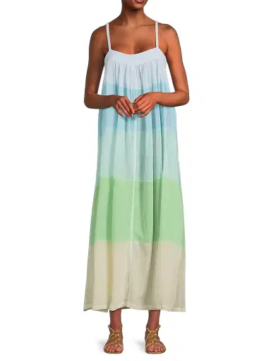 Lemlem Women's Eda Colorblocked Cotton Slipdress - Nefas Mint - Size Large | Thumbnail 2 Lemlem Women's Eda Colorblocked Cotton Slipdress - Nefas Mint - Size Large | Thumbnail 2