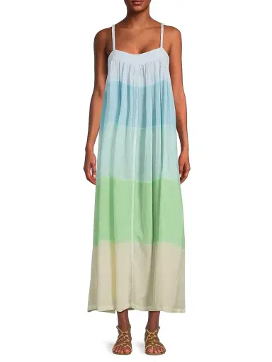 Lemlem Women's Eda Colorblocked Cotton Slipdress - Nefas Mint - Size Large | Thumbnail 3 Lemlem Women's Eda Colorblocked Cotton Slipdress - Nefas Mint - Size Large | Thumbnail 3