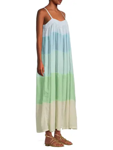 Lemlem Women's Eda Colorblocked Cotton Slipdress - Nefas Mint - Size Large | Thumbnail 4 Lemlem Women's Eda Colorblocked Cotton Slipdress - Nefas Mint - Size Large | Thumbnail 4