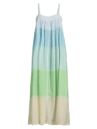 Lemlem Women's Eda Colorblocked Cotton Slipdress - Nefas Mint - Size Large | Thumbnail 1 Lemlem Women's Eda Colorblocked Cotton Slipdress - Nefas Mint - Size Large | Thumbnail 1