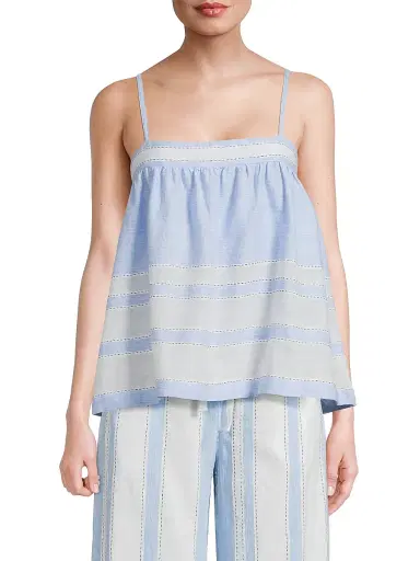 Lemlem Women's Thea Handwoven-Jacquard Cotton-Blend Tank - Debre Sky - Size Large | Thumbnail 3 Lemlem Women's Thea Handwoven-Jacquard Cotton-Blend Tank - Debre Sky - Size Large | Thumbnail 3