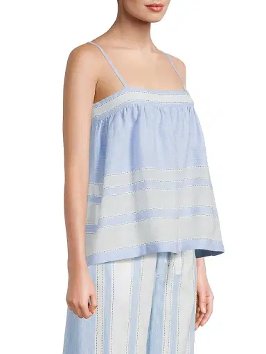 Lemlem Women's Thea Handwoven-Jacquard Cotton-Blend Tank - Debre Sky - Size Large | Thumbnail 4 Lemlem Women's Thea Handwoven-Jacquard Cotton-Blend Tank - Debre Sky - Size Large | Thumbnail 4