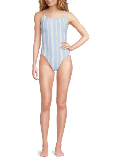 Lemlem Women's Elene Striped One-Piece Swimsuit - Debre Sky - Size Large | Thumbnail 2 Lemlem Women's Elene Striped One-Piece Swimsuit - Debre Sky - Size Large | Thumbnail 2