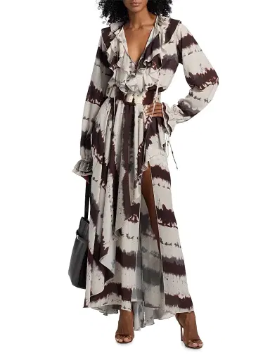 Toccin Women's Petra Printed Ruffle Midi-Dress - Deep Spice Multi Tie Dye | Thumbnail 3 Toccin Women's Petra Printed Ruffle Midi-Dress - Deep Spice Multi Tie Dye | Thumbnail 3