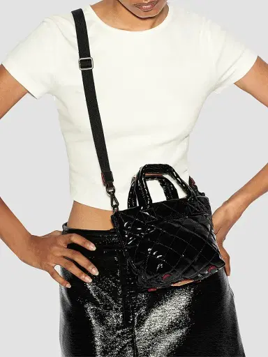 MZ Wallace Women's Petite Metro Deluxe Quilted Patent Leather & Nylon Tote Bag - Black | Thumbnail 2 MZ Wallace Women's Petite Metro Deluxe Quilted Patent Leather & Nylon Tote Bag - Black | Thumbnail 2