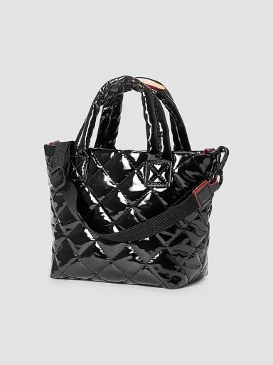 MZ Wallace Women's Petite Metro Deluxe Quilted Patent Leather & Nylon Tote Bag - Black | Thumbnail 3 MZ Wallace Women's Petite Metro Deluxe Quilted Patent Leather & Nylon Tote Bag - Black | Thumbnail 3