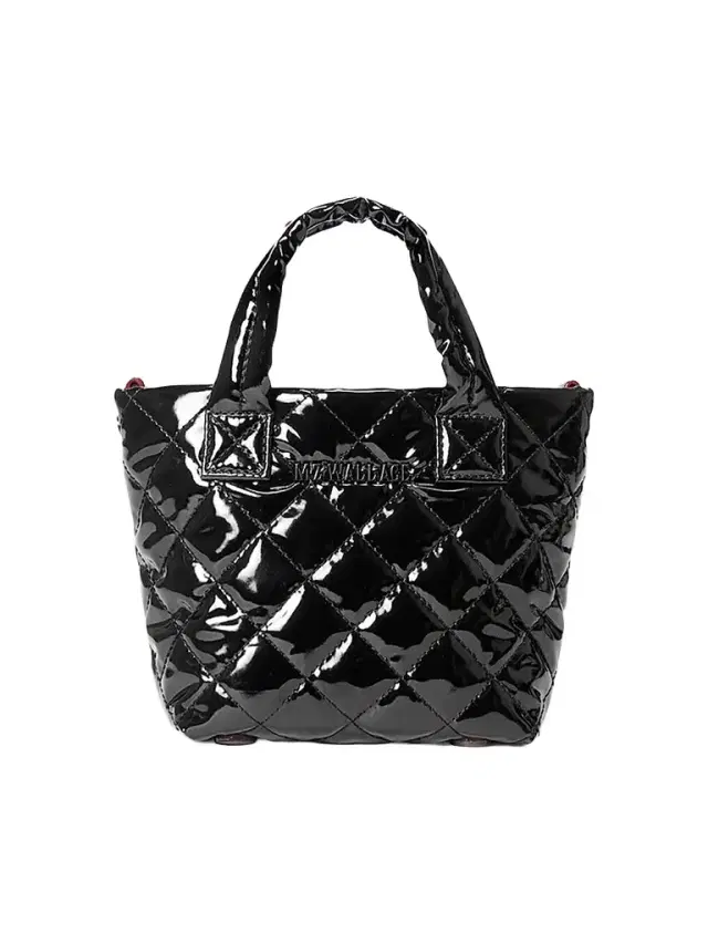Women's Petite Metro Deluxe Quilted Patent Leather & Nylon Tote Bag - Black Women's Petite Metro Deluxe Quilted Patent Leather & Nylon Tote Bag - Black