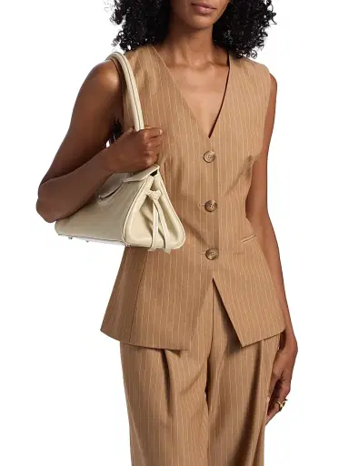 Toccin Women's Tibbie Pinstriped Cutaway Vest - Latte | Thumbnail 3 Toccin Women's Tibbie Pinstriped Cutaway Vest - Latte | Thumbnail 3