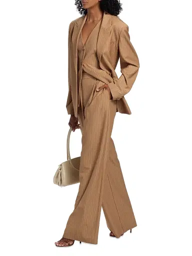 Toccin Women's Hailey Wide-Leg Trousers - Latte | Thumbnail 2 Toccin Women's Hailey Wide-Leg Trousers - Latte | Thumbnail 2