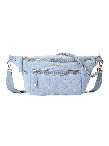 MZ Wallace Women's Small Crosby Quilted Denim Crossbody Sling Bag - Blue | Thumbnail 1 MZ Wallace Women's Small Crosby Quilted Denim Crossbody Sling Bag - Blue | Thumbnail 1