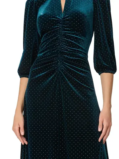 Shoshanna Women's Luna Velvet Midi-Dress - Emerald | Thumbnail 4 Shoshanna Women's Luna Velvet Midi-Dress - Emerald | Thumbnail 4