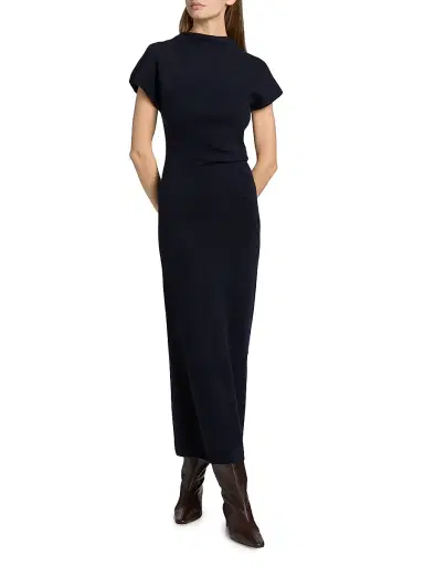 Proenza Schouler Women's Abie Wool-Blend Midi-Dress - Navy - Size XL | Thumbnail 2 Proenza Schouler Women's Abie Wool-Blend Midi-Dress - Navy - Size XL | Thumbnail 2
