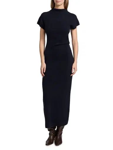Proenza Schouler Women's Abie Wool-Blend Midi-Dress - Navy - Size XL | Thumbnail 3 Proenza Schouler Women's Abie Wool-Blend Midi-Dress - Navy - Size XL | Thumbnail 3