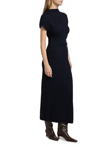 Proenza Schouler Women's Abie Wool-Blend Midi-Dress - Navy - Size XL | Thumbnail 4 Proenza Schouler Women's Abie Wool-Blend Midi-Dress - Navy - Size XL | Thumbnail 4