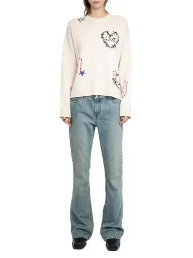 Zadig & Voltaire Women's Markuz Cashmere West Graph Sweater - Ecru - Size Large | Thumbnail 2 Zadig & Voltaire Women's Markuz Cashmere West Graph Sweater - Ecru - Size Large | Thumbnail 2