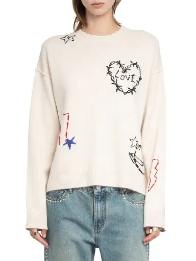 Zadig & Voltaire Women's Markuz Cashmere West Graph Sweater - Ecru - Size Large | Thumbnail 3 Zadig & Voltaire Women's Markuz Cashmere West Graph Sweater - Ecru - Size Large | Thumbnail 3