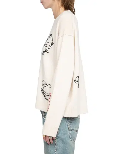 Zadig & Voltaire Women's Markuz Cashmere West Graph Sweater - Ecru - Size Large | Thumbnail 4 Zadig & Voltaire Women's Markuz Cashmere West Graph Sweater - Ecru - Size Large | Thumbnail 4