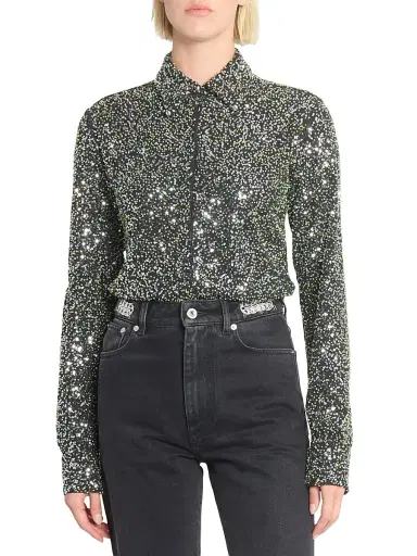 Paco Rabanne Women's Sequined Crepe Shirt - Black - Size 4 | Thumbnail 3 Paco Rabanne Women's Sequined Crepe Shirt - Black - Size 4 | Thumbnail 3