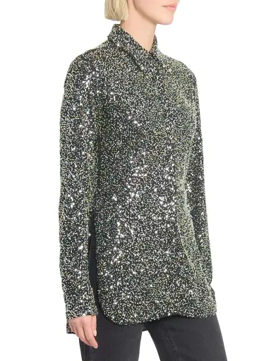 Paco Rabanne Women's Sequined Crepe Shirt - Black - Size 4 | Thumbnail 4 Paco Rabanne Women's Sequined Crepe Shirt - Black - Size 4 | Thumbnail 4