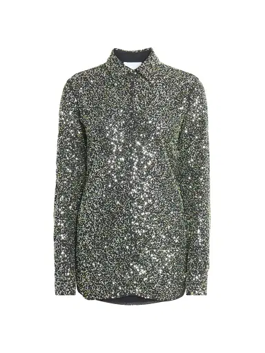 Paco Rabanne Women's Sequined Crepe Shirt - Black - Size 4 | Thumbnail 1 Paco Rabanne Women's Sequined Crepe Shirt - Black - Size 4 | Thumbnail 1