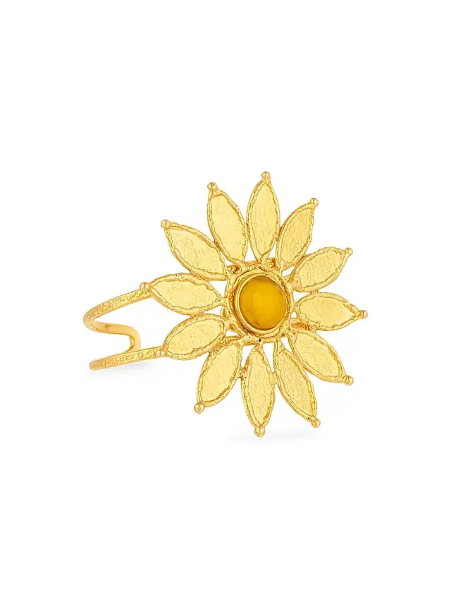 Women's Sunflower 22K-Gold-Plated & Onyx Cuff - Gold Women's Sunflower 22K-Gold-Plated & Onyx Cuff - Gold