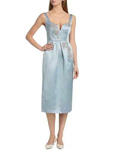 Erdem Women's Embellished Satin Cocktail Dress - Cloud | Thumbnail 2 Erdem Women's Embellished Satin Cocktail Dress - Cloud | Thumbnail 2