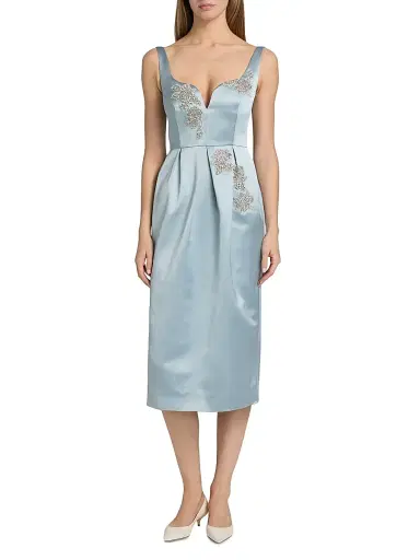Erdem Women's Embellished Satin Cocktail Dress - Cloud | Thumbnail 3 Erdem Women's Embellished Satin Cocktail Dress - Cloud | Thumbnail 3