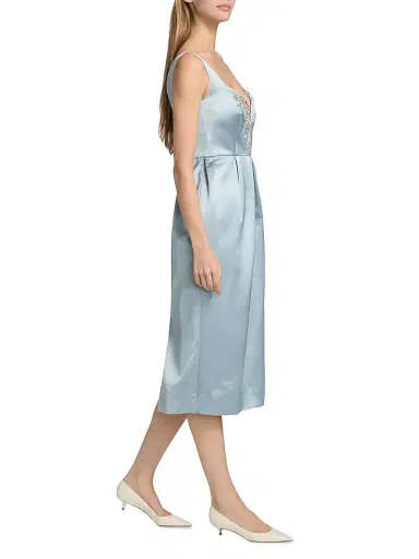 Erdem Women's Embellished Satin Cocktail Dress - Cloud | Thumbnail 4 Erdem Women's Embellished Satin Cocktail Dress - Cloud | Thumbnail 4