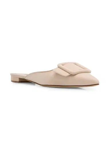Manolo Blahnik Women's Maysale Buckle-Detail Suede Mules - Nude | Thumbnail 3 Manolo Blahnik Women's Maysale Buckle-Detail Suede Mules - Nude | Thumbnail 3