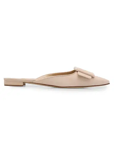 Manolo Blahnik Women's Maysale Buckle-Detail Suede Mules - Nude | Thumbnail 1 Manolo Blahnik Women's Maysale Buckle-Detail Suede Mules - Nude | Thumbnail 1