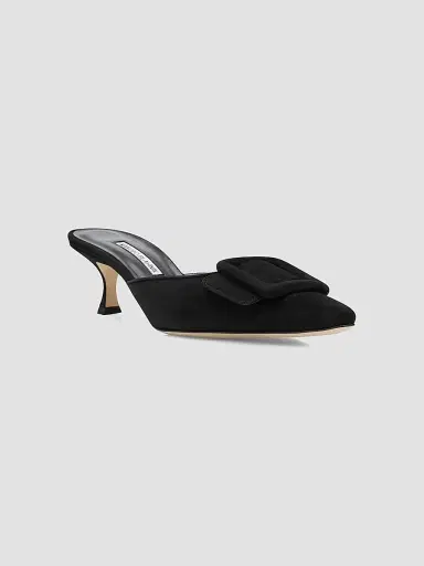 Manolo Blahnik Women's Maysale 50MM Suede Mules | Thumbnail 3 Manolo Blahnik Women's Maysale 50MM Suede Mules | Thumbnail 3