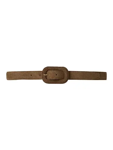 Toteme Women's Wide Buckle Suede Belt - Medium Brown | Thumbnail 1 Toteme Women's Wide Buckle Suede Belt - Medium Brown | Thumbnail 1