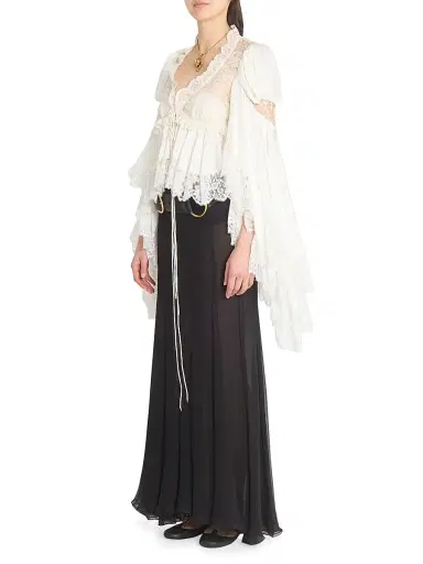 Chloé Women's Lace Silk Blouse - Iconic Milk | Thumbnail 4 Chloé Women's Lace Silk Blouse - Iconic Milk | Thumbnail 4