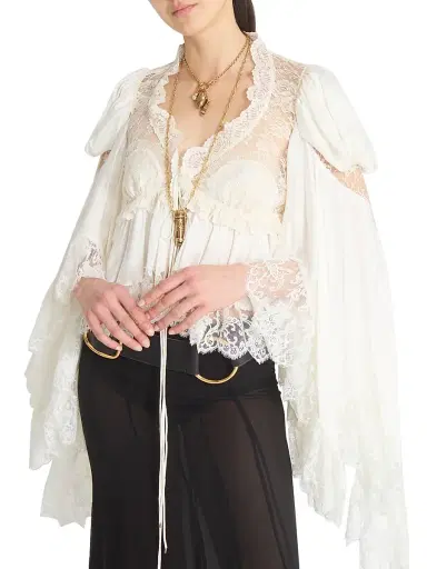 Chloé Women's Lace Silk Blouse - Iconic Milk | Thumbnail 6 Chloé Women's Lace Silk Blouse - Iconic Milk | Thumbnail 6