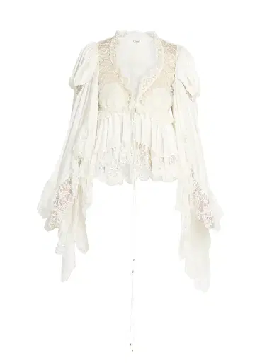 Chloé Women's Lace Silk Blouse - Iconic Milk | Thumbnail 1 Chloé Women's Lace Silk Blouse - Iconic Milk | Thumbnail 1