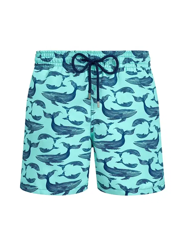 Men's Marine Whale Print Swim Shorts - Celadon Men's Marine Whale Print Swim Shorts - Celadon
